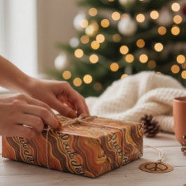 Papel De Presente Groovy Peace & Joy Repeating Pattern 