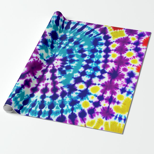 Papel De Presente Groovy Psychedelic Spiral Tie Dye Batik Art (Desenrolado)
