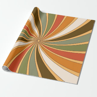 Papel De Presente Groovy Redemoinho Retro em Tons Terrosos Quentes