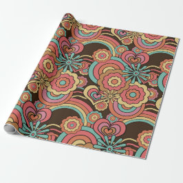 Papel De Presente Groovy Retro Floral Kathrin Legg Wrappaper