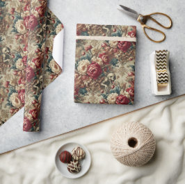 Papel De Presente Grotesque em crescimento - Bandana Floral Gótica