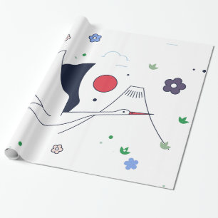 Papel De Presente Grua abstrata ilustração de pássaro