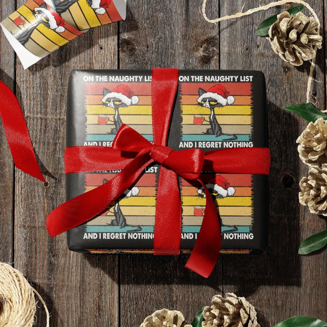 Papel De Presente Grumpy Christmas Cat on the Naughty List (Criador carregado)