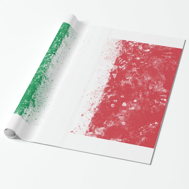 Papel De Presente Grunge Splatter Painted Flag da Itália (Desenrolado)