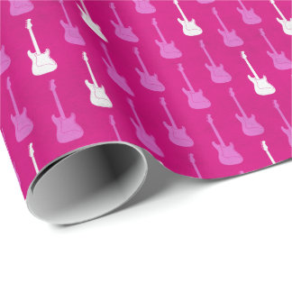 Papel De Presente Grungy Classic Electric Guitar Polkadot pink white