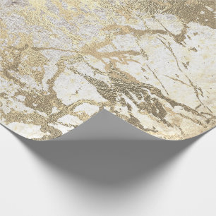 Papel De Presente Grungy Molten Dourado Marble Brilhante Metálico