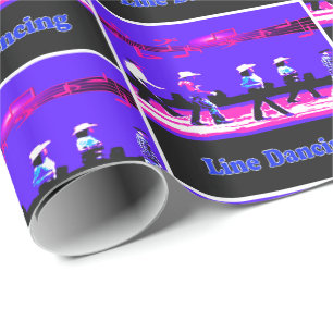 Papel De Presente Grupo de Line Dancing Western Azul, Preto e Rosa