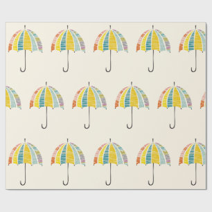 Papel De Presente Guarda-chuvas Coloridos - Dia de Chuva Brilhante e