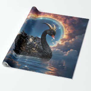 Papel De Presente Guardião Cisne Negro Celestial do Véu do Fogo Luna