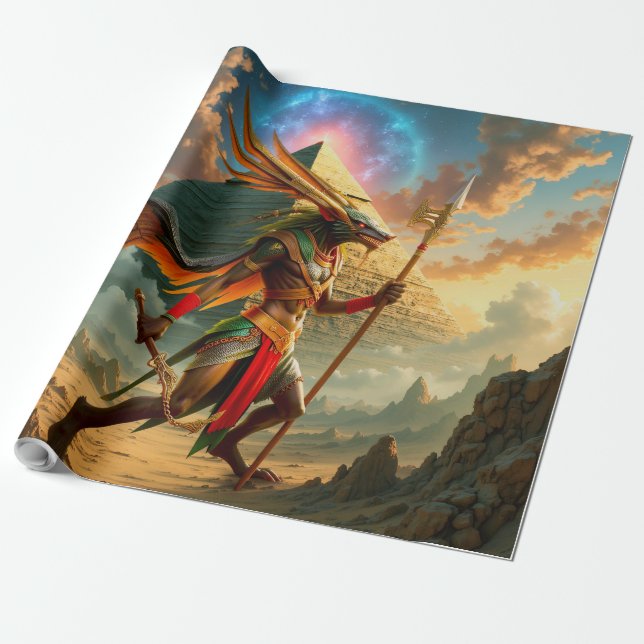 Papel De Presente Guardião do Portão Celestial – Anúbis (Desenrolado)