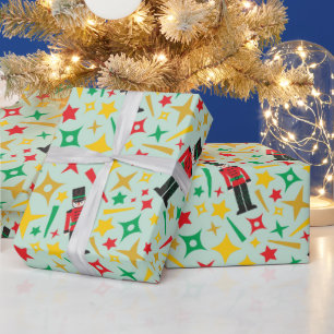 Papel De Presente Guardiões de Natal - Nozes-crackers Stars Verde Cl