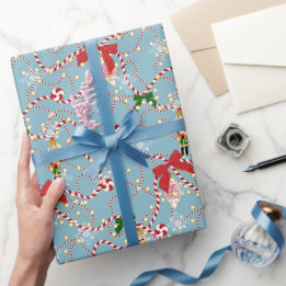 Papel De Presente Guarlanda Divertida de Noz Nutcracker em Listras d