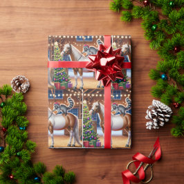 Papel De Presente Guaxinim de celeiro ocidental e cavalo perto da ár