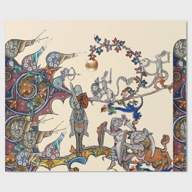 PAPEL DE PRESENTE GUERRA MEDIEVAL ESTRANHA BESTIAL, NOITES, ESQUILOS (Aberto)