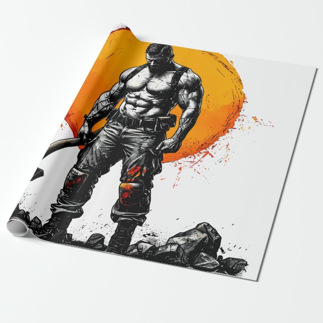 Papel De Presente guerreiro barbárie fantasia medieval força do humm (Desenrolado)