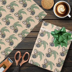 Papel De Presente Guerreiro Elfo Dragão Fantasia Mágico Medieval Pês