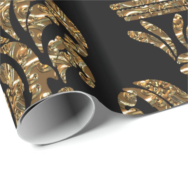 Papel De Presente GuildHall Regal Black Damask (Ponta do rolo)