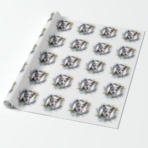 Papel De Presente Guirlanda de Natal de Blue Heeler Cachorro Festivo