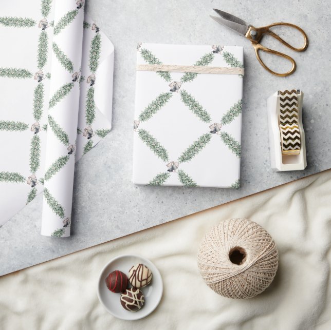 Papel De Presente Guirlanda de Sininhos de Natal Prateados (Artesanato)