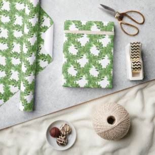 Papel De Presente Guirlanda de Treliça Verde Aquarela