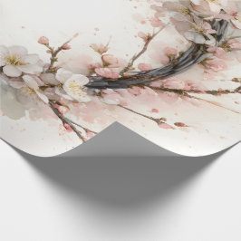 Papel De Presente Guirlanda Floral de Água-marinha de Amendoeira
