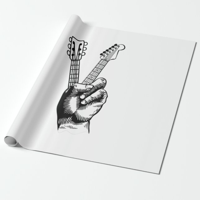 Papel De Presente Guitar Lover | Diga Hi Guitar Gift (Desenrolado)