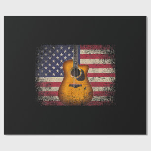 Papel De Presente Guitarra 4 de julho Gift American Flag USA - Count