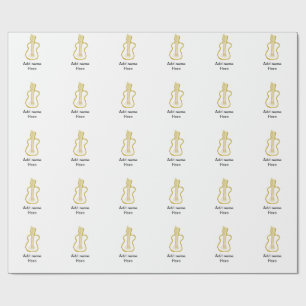 Papel De Presente Guitarra acústica com brilho dourado adicionar nom