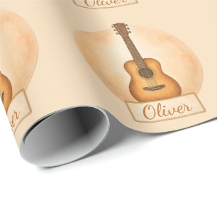 Papel De Presente Guitarra Acústica Nome Personalizado Para Amantes 