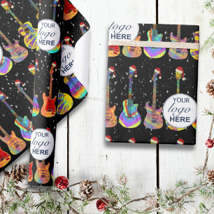 Papel De Presente Guitarra de Natal com Logotipo Personalizado de Em