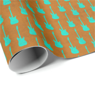 Papel De Presente Guitarra Elétrica Clássica Grungy com bolinhas tóx