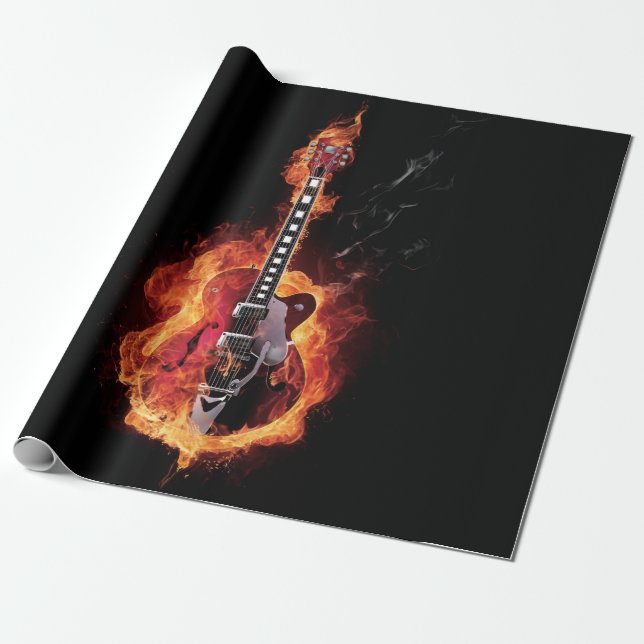 Papel De Presente Guitarra flamejante (Desenrolado)