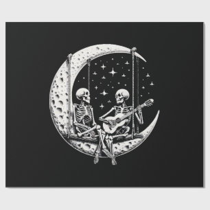 Papel De Presente Guitarra Lua Casal Esqueleto