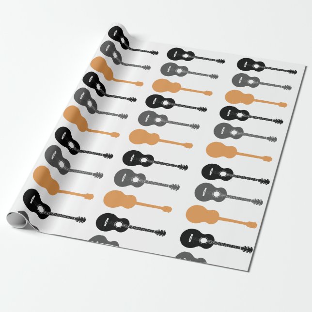 Papel De Presente Guitarras Elétricas e Acústicas Nota de Música Nat (Desenrolado)