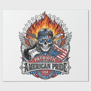Papel De Presente Guitarrista de Liberdade Patriótica Crânio Música