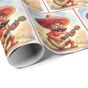 Papel De Presente Guitarrista Pimenta Chili Vermelha