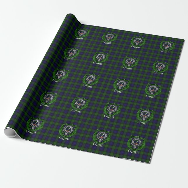 Papel De Presente Gunn Scottish Clan Tartan & Crest (Desenrolado)