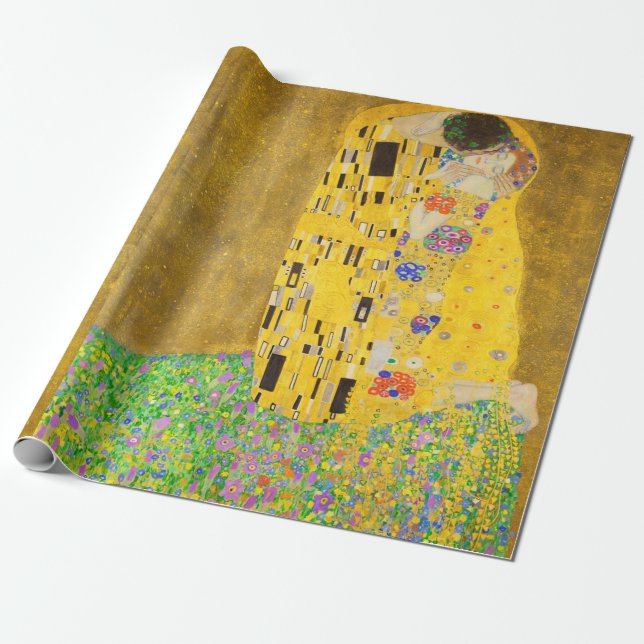 Papel De Presente Gustav Klimt Beija Beija Bela Arte (Desenrolado)