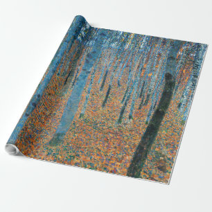 Papel De Presente Gustav Klimt Floresta de Faia Arte Fino Vintage