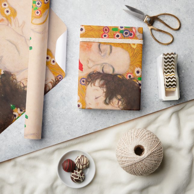 Papel De Presente Gustav Klimt - Mãe e Filho (Artesanato)