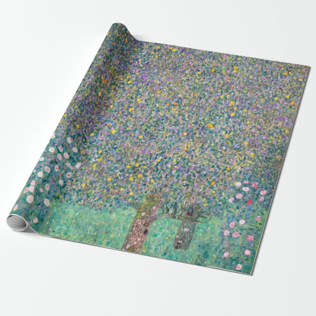 Papel De Presente Gustav Klimt - Rosebushes debaixo das Árvores (Desenrolado)