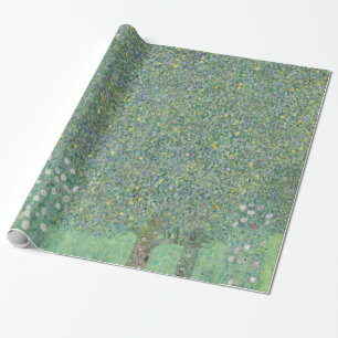 Papel De Presente Gustav Klimt Rosebushes embaixo da Galeria de Árv