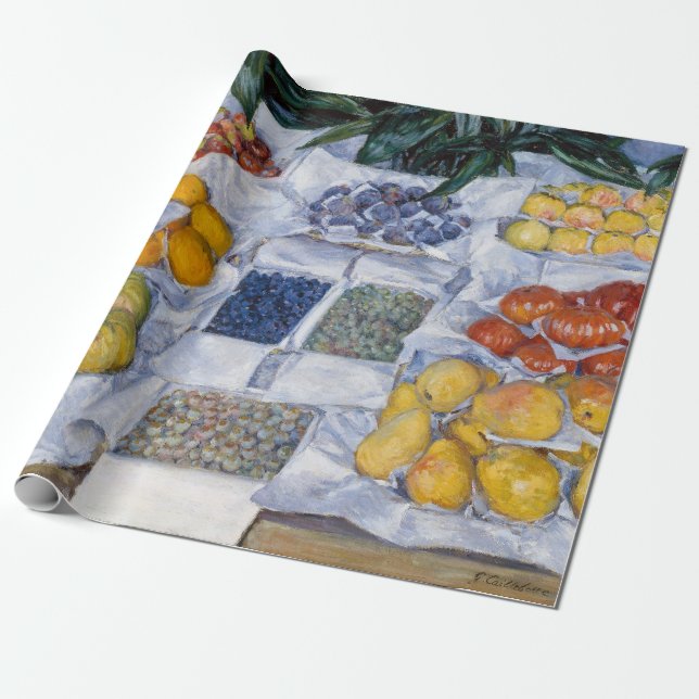 Papel De Presente Gustave Caillebotte - Frutas Expostas em uma Banca (Desenrolado)