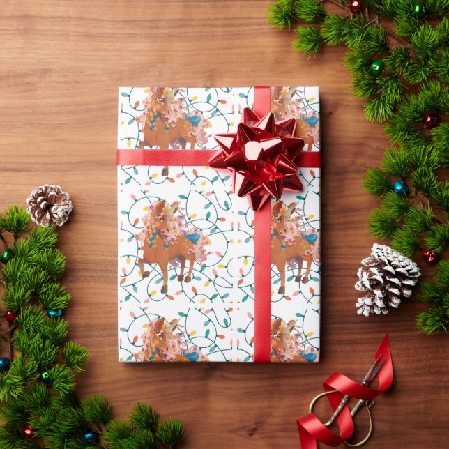 Papel De Presente Gwenhwyer Lights Holiday Wrappaper (Presente de Natal)
