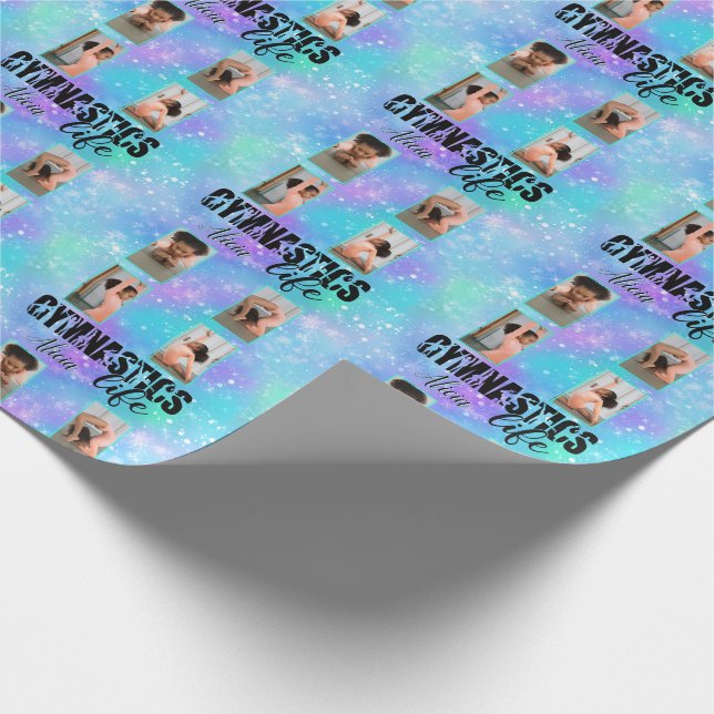 Papel De Presente Gymnastics Life Pastel Personalised Name & 4 Photo (Ponta)
