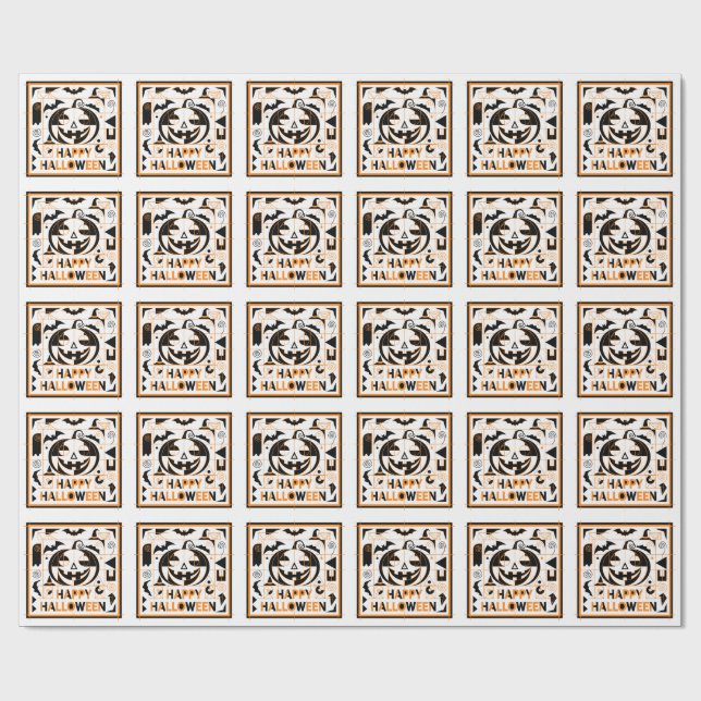 Papel De Presente Halloween Bauhaus Pumpkin (Aberto)