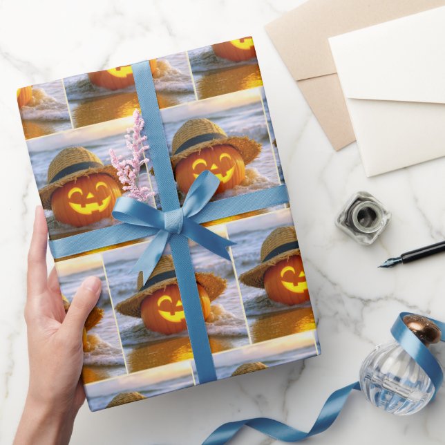 Papel De Presente Halloween Beach Jack-o-lantern (Presentear)