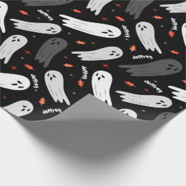 Papel De Presente Halloween Birthday Ghosts Adicionar Nome Personali