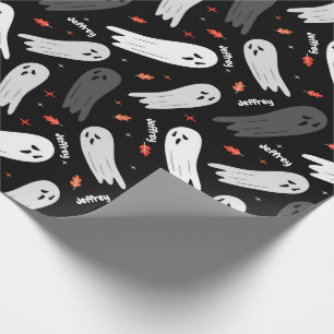 Papel De Presente Halloween Birthday Ghosts Adicionar Nome Personali