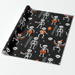 Papel De Presente halloween birthday party skeleton coffin skull